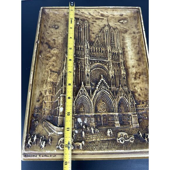 Ivorex Osborne Plaque Rheims Cathedral Made In England VTG Stone - Picture 9 of 10